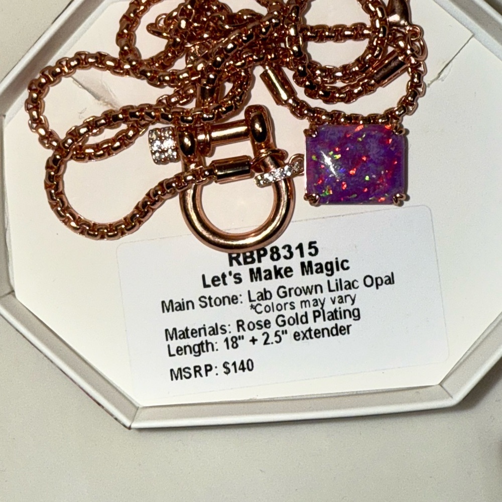 Bomb Party Rose Gold Necklace with Purple Opal Pendant